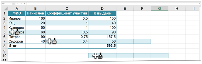 Как сделать обрамление группы ячеек