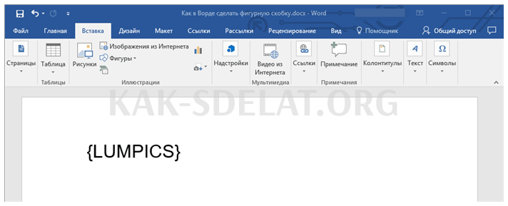 Как сделать большую скобку в ворде