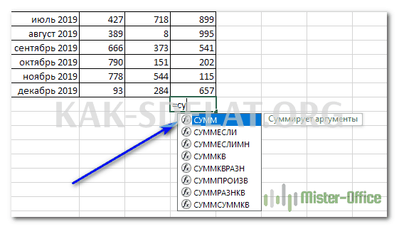 Формула сумма в excel как сделать