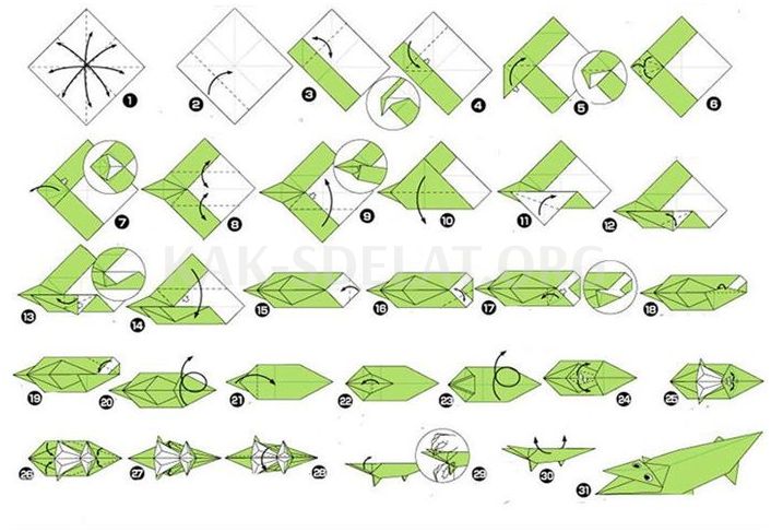 Как сделать крокодильчика из бумаги