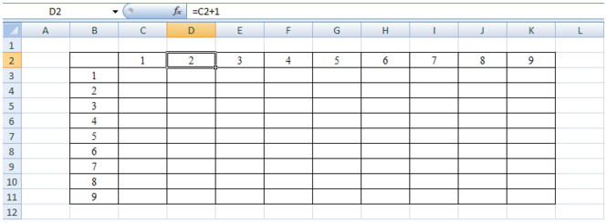 Как сделать таблицу умножения в excel