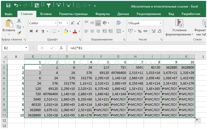 Как сделать таблицу пифагора в excel