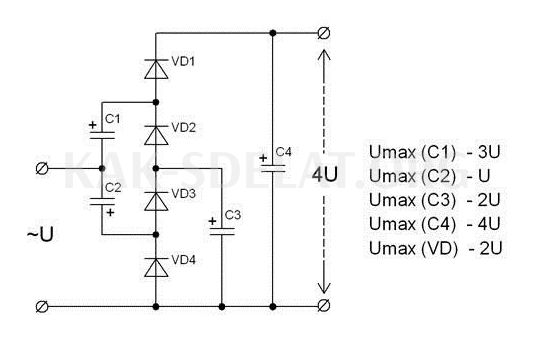 Как сделать умножитель напряжения
