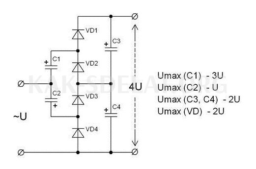 Как сделать умножитель напряжения