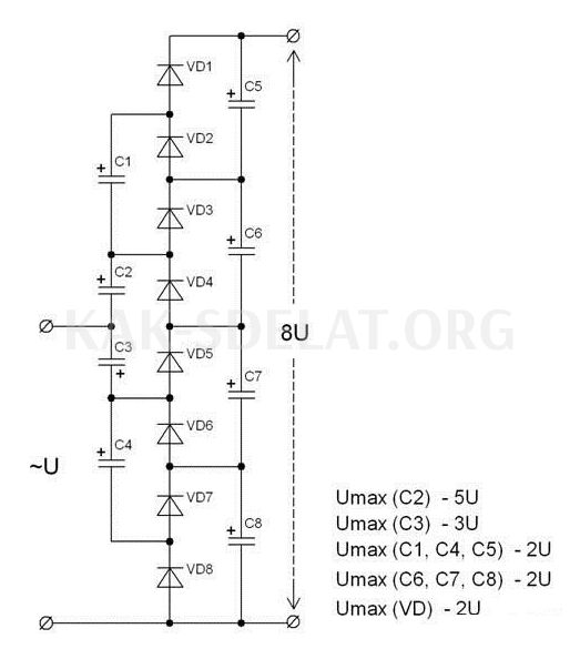 Как сделать умножитель напряжения